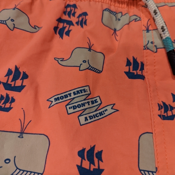 Neon Coral Whale Print Swim Shorts - Picture 8 of 10